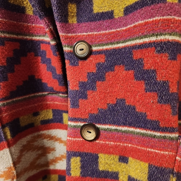 Vintage Circle T Multicolored Aztec Tribal Wool Button Up Jacket. - Picture 7 of 10